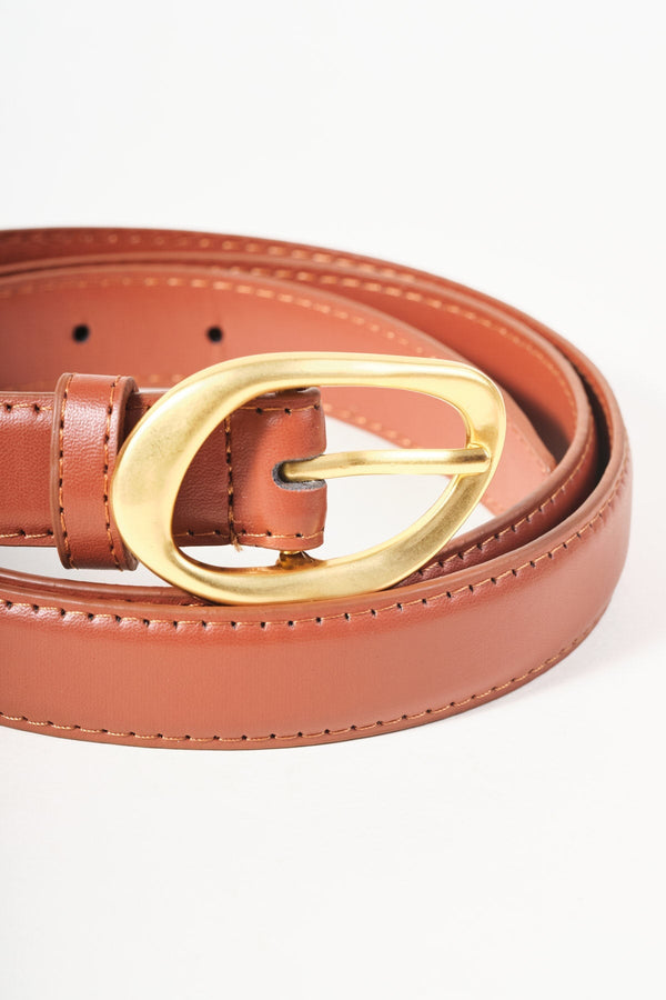 Carraig Donn Tan Brown Round Buckle Belt - Size M/L