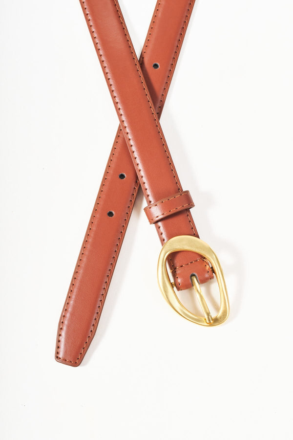 Carraig Donn Tan Brown Round Buckle Belt - Size M/L