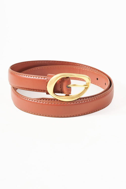 Carraig Donn Tan Brown Round Buckle Belt - Size S/M