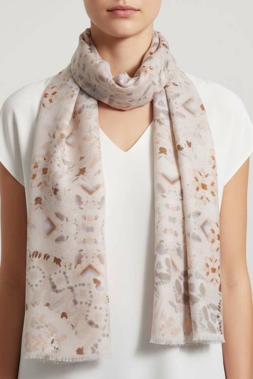 Taupe Abstract Animal Print Scarf