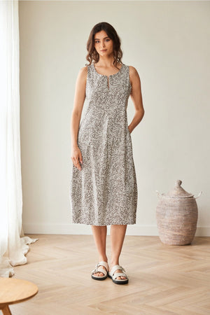 Carraig Donn Taupe Print Technical Midi Dress
