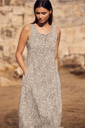 Carraig Donn Taupe Print Technical Midi Dress