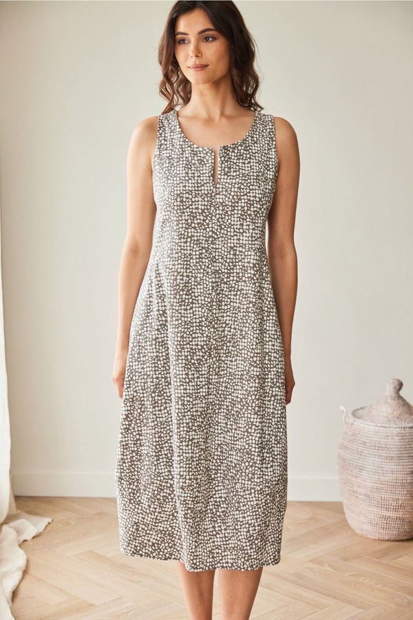 Carraig Donn Taupe Print Technical Midi Dress