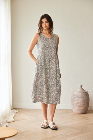 Carraig Donn Taupe Print Technical Midi Dress