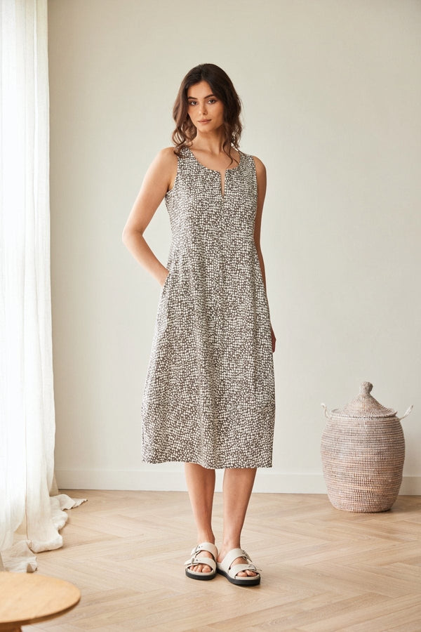 Carraig Donn Taupe Print Technical Midi Dress