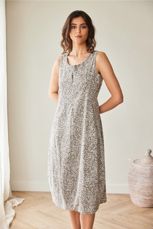 Carraig Donn Taupe Print Technical Midi Dress