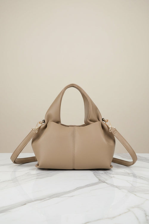Taupe Soft Pleat Grab Handle Bag