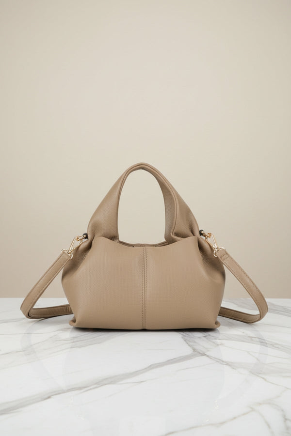 Carraig Donn Taupe Soft Pleat Grab Handle Bag