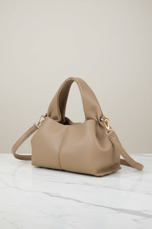 Carraig Donn Taupe Soft Pleat Grab Handle Bag
