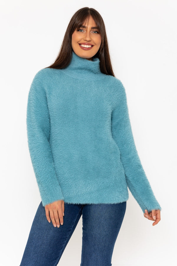 Carraig Donn Teal Hairy Soft Touch Knit Jumper