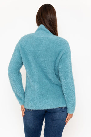 Carraig Donn Teal Hairy Soft Touch Knit Jumper