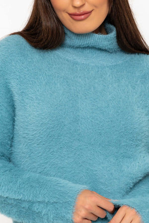 Carraig Donn Teal Hairy Soft Touch Knit Jumper