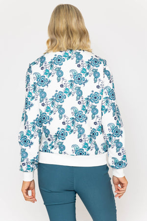 Carraig Donn Teal Printed Textured Jersey Bomber Jacket