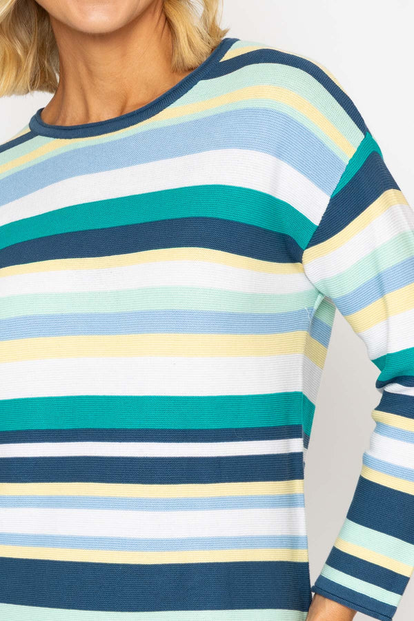 Carraig Donn Teal Stripe Sweater