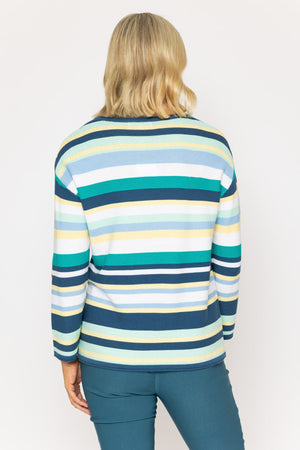 Carraig Donn Teal Stripe Sweater