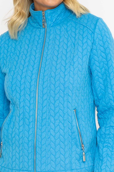 Carraig Donn Textured Jersey Zip Jacket In Blue