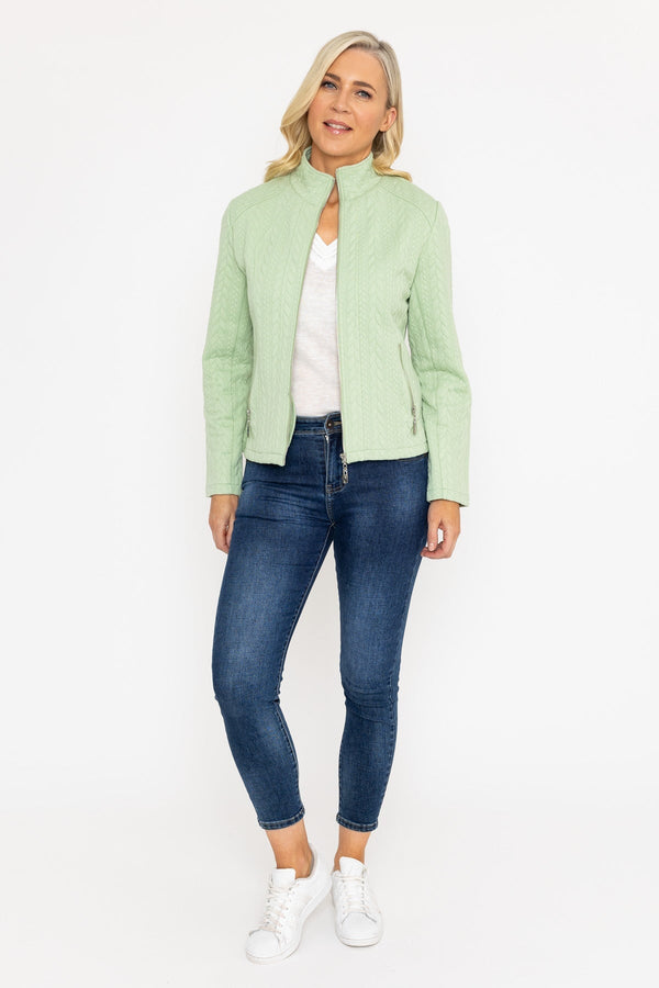 Carraig Donn Textured Jersey Zip Jacket in Green