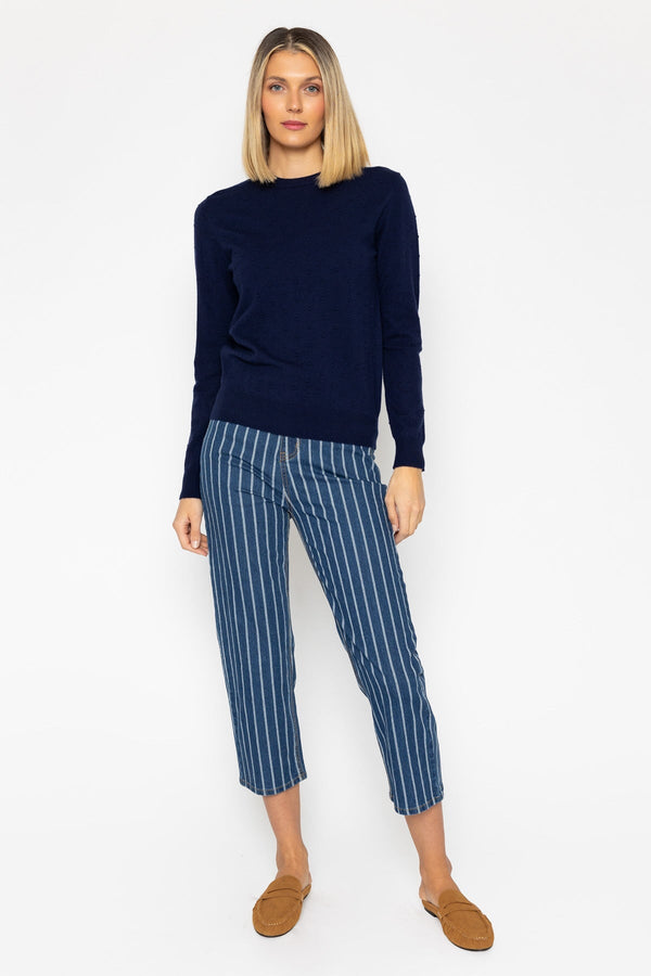Carraig Donn Textured Polka Dot Jumper in Navy