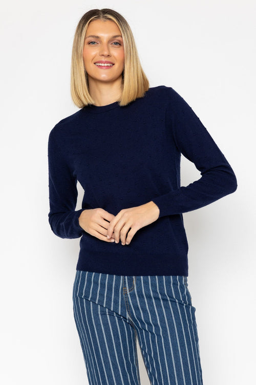 Textured Polka Dot Jumper in Navy