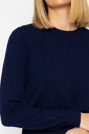 Carraig Donn Textured Polka Dot Jumper in Navy