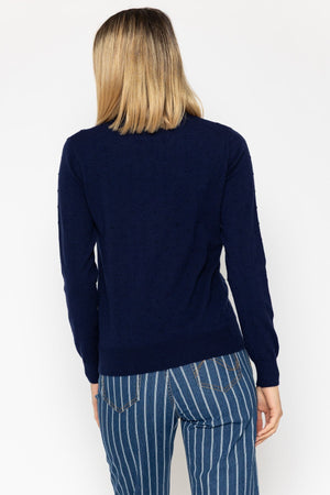 Carraig Donn Textured Polka Dot Jumper in Navy