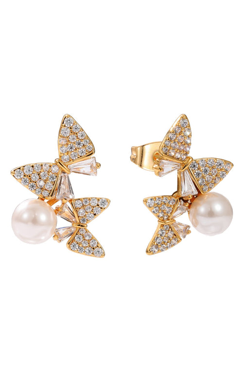 The Pink Box Butterfly & Pearl Earrings