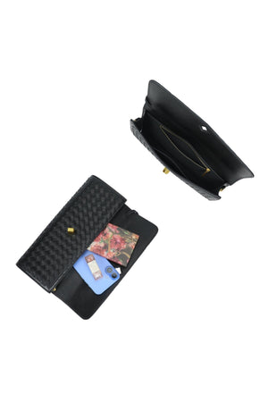 Carraig Donn Top Handle Black Long Clutch Bag