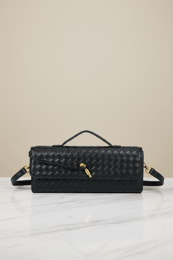 Carraig Donn Top Handle Black Long Clutch Bag
