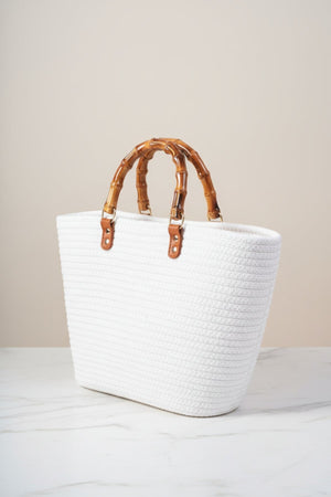 Carraig Donn Tortoiseshell Handle White Woven Bag