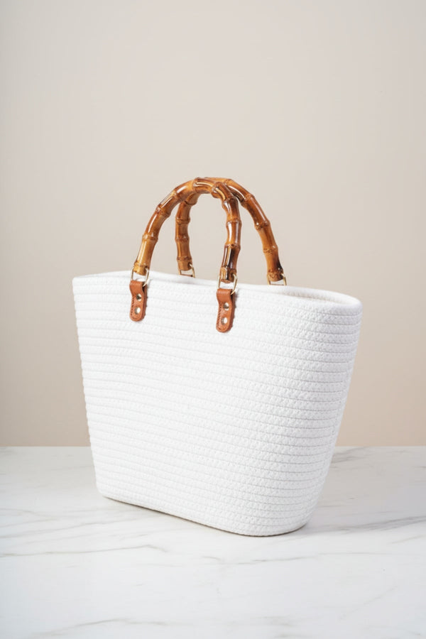 Carraig Donn Tortoiseshell Handle White Woven Bag