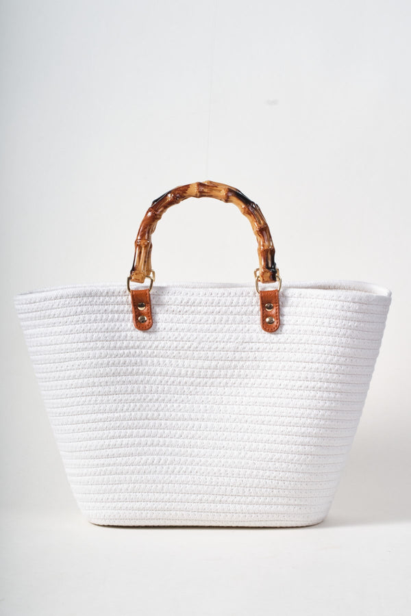 Carraig Donn Tortoiseshell Handle White Woven Bag