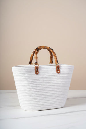 Carraig Donn Tortoiseshell Handle White Woven Bag