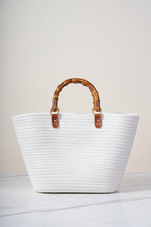 Carraig Donn Tortoiseshell Handle White Woven Bag
