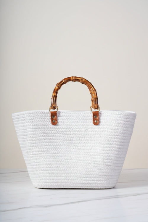 Carraig Donn Tortoiseshell Handle White Woven Bag