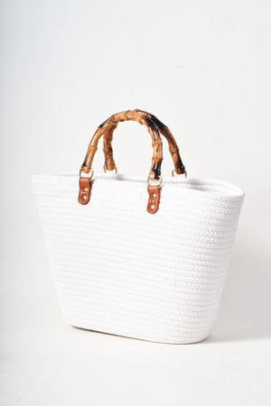 Carraig Donn Tortoiseshell Handle White Woven Bag