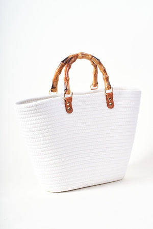 Carraig Donn Tortoiseshell Handle White Woven Bag