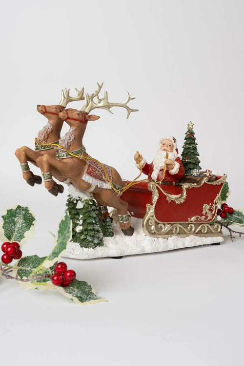 Traditional Christmas Santa & Sleigh Ornament