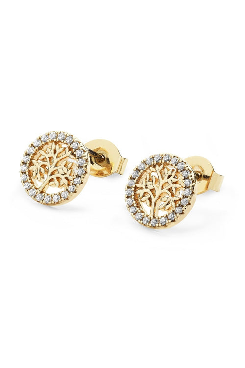Tree Of Life Circle Stud Earrings