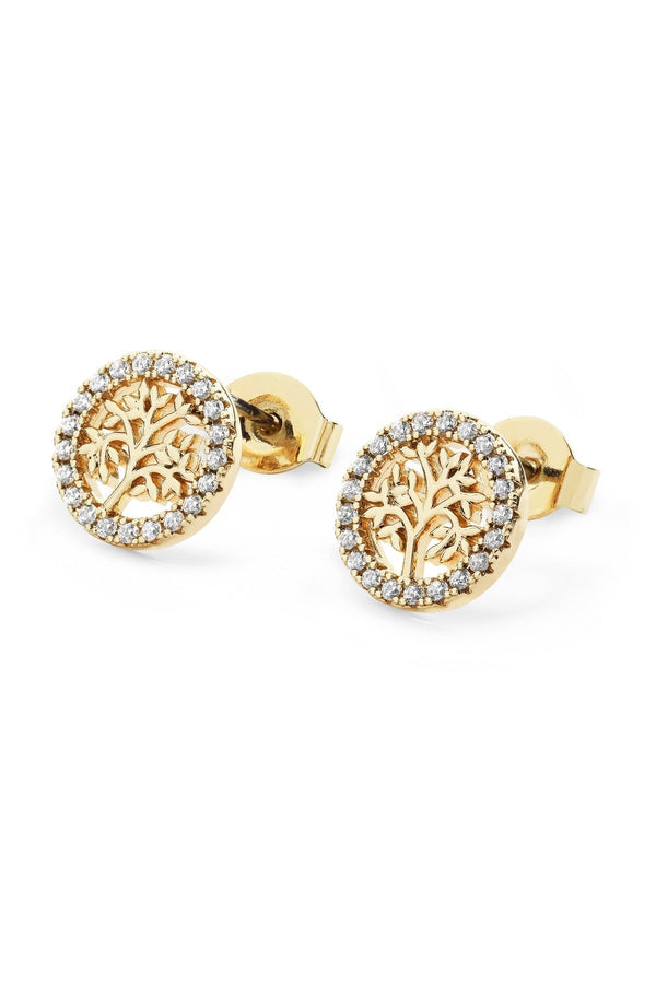 Carraig Donn Tree Of Life Circle Stud Earrings