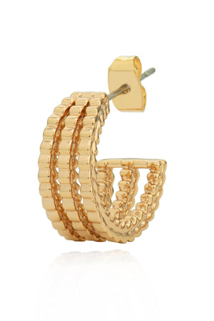 Carraig Donn Triple Rope Gold Hoop Earrings