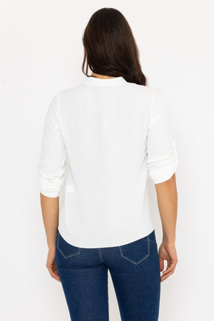 Carraig Donn Turn Up Sleeve Top in Ecru