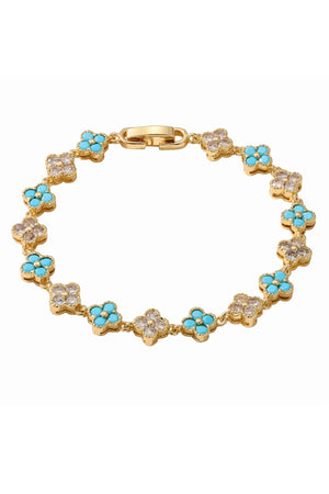 Carraig Donn Turquoise & Crystal Clover Bracelet