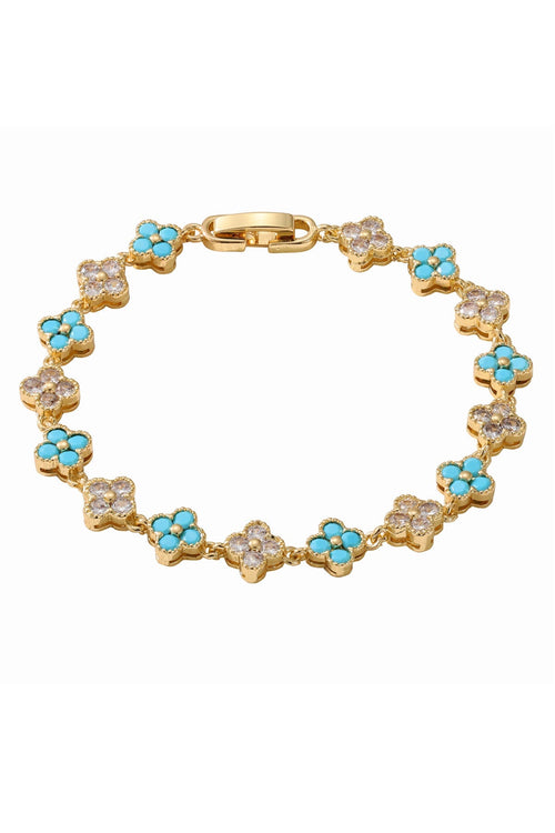 Turquoise & Crystal Clover Bracelet