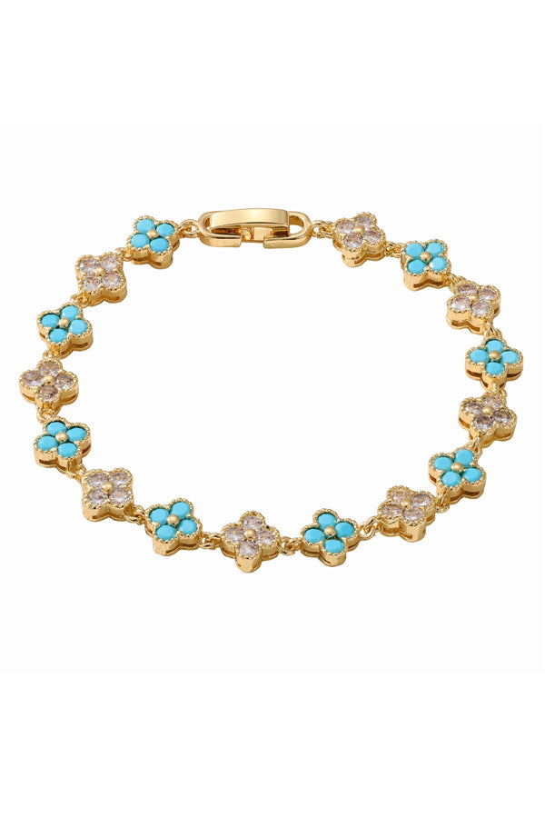 Carraig Donn Turquoise & Crystal Clover Bracelet