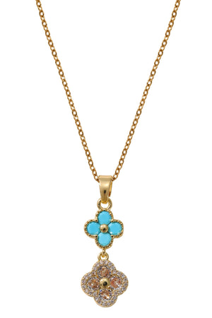 Carraig Donn Turquoise & Crystal Clover Pendant