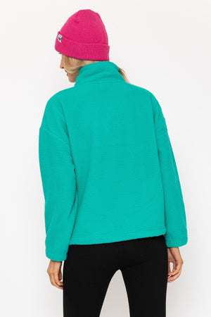 Carraig Donn Turquoise Green Teddy Fleece With Contrast Zip