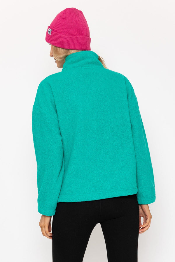 Carraig Donn Turquoise Green Teddy Fleece With Contrast Zip