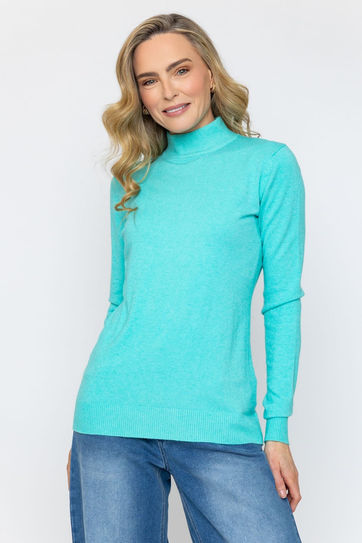 Aqua Cashmere Blend Turtleneck Knit Jumper
