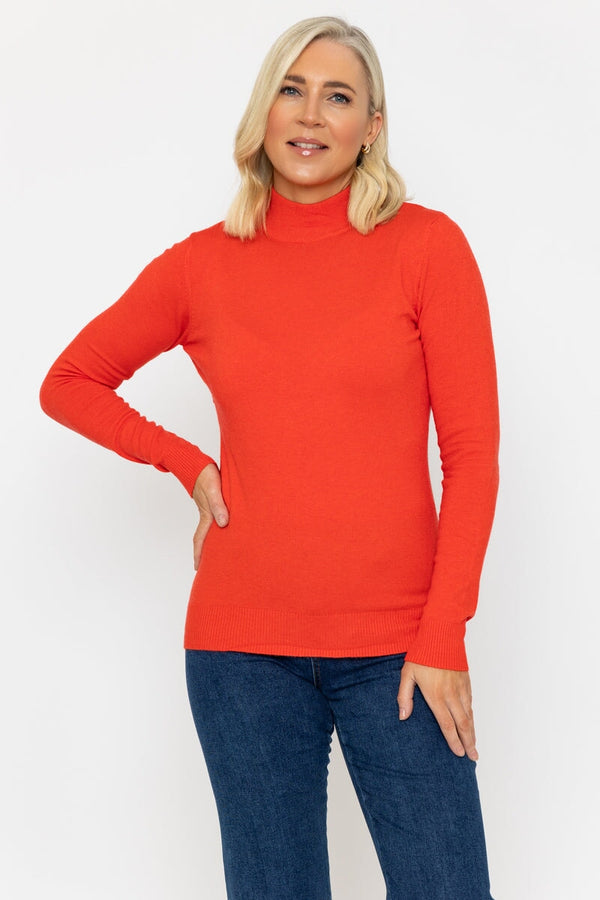 Turtleneck Knit in Orange Knitwear Carraig Donn