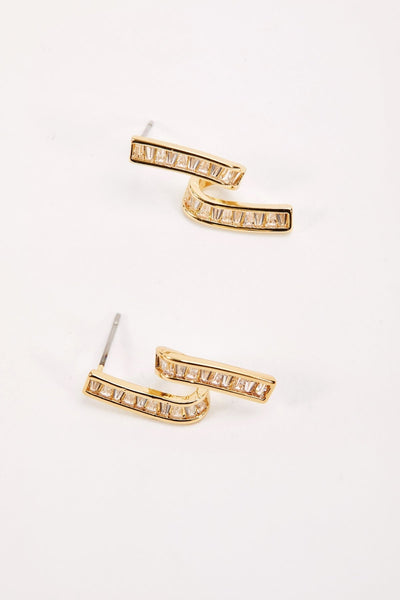 Carraig Donn Twisted Gold Clear Stone Earrings